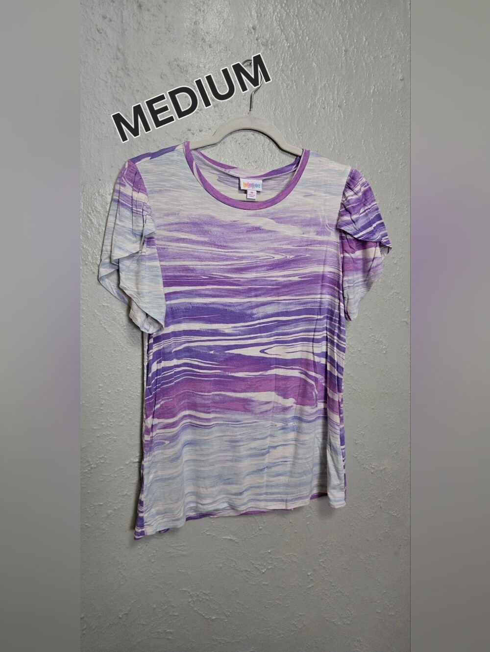 Lularoe Olive Purple Tulip Top ~ Side Medium